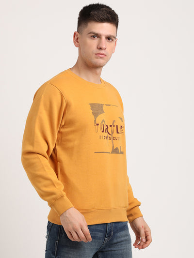 Cotton Stretch Yellow Plain Regular Fit Full Sleeve Casual Sweatshirt