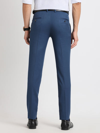 Poly Viscose Blue Dobby Ultra Slim Fit Flat Front Ceremonial Trouser