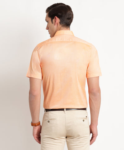 100% Cotton Orange Plain Regular Fit Half Sleeve Formal Shirt