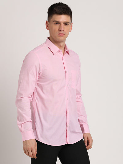 100% Cotton Pink Plain Slim Fit Full Sleeve Formal Shirt