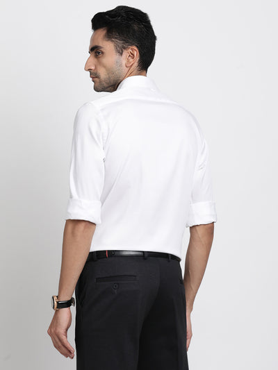 Cotton Stretch White Plain Slim Fit Full Sleeve Ceremonial Shirt