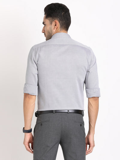 100% Cotton Grey Dobby Slim Fit Full Sleeve Formal Shirt