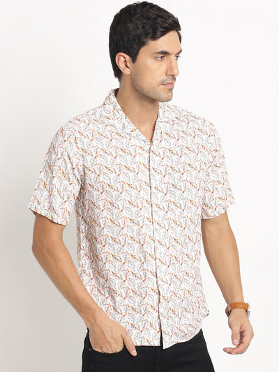 100% Rayon Multicolor Printed Slim Fit Half Sleeve Cuban Collar Casual Shirt