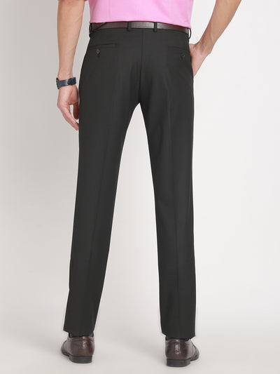 Cotton Stretch Charcoal Dobby Slim Fit Flat Front Formal Trouser