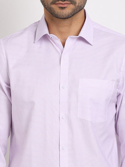 100% Cotton Purple Printed Slim Fit Full Sleeve Formal Shirt