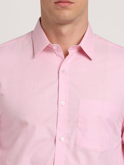 100% Cotton Pink Plain Slim Fit Full Sleeve Formal Shirt