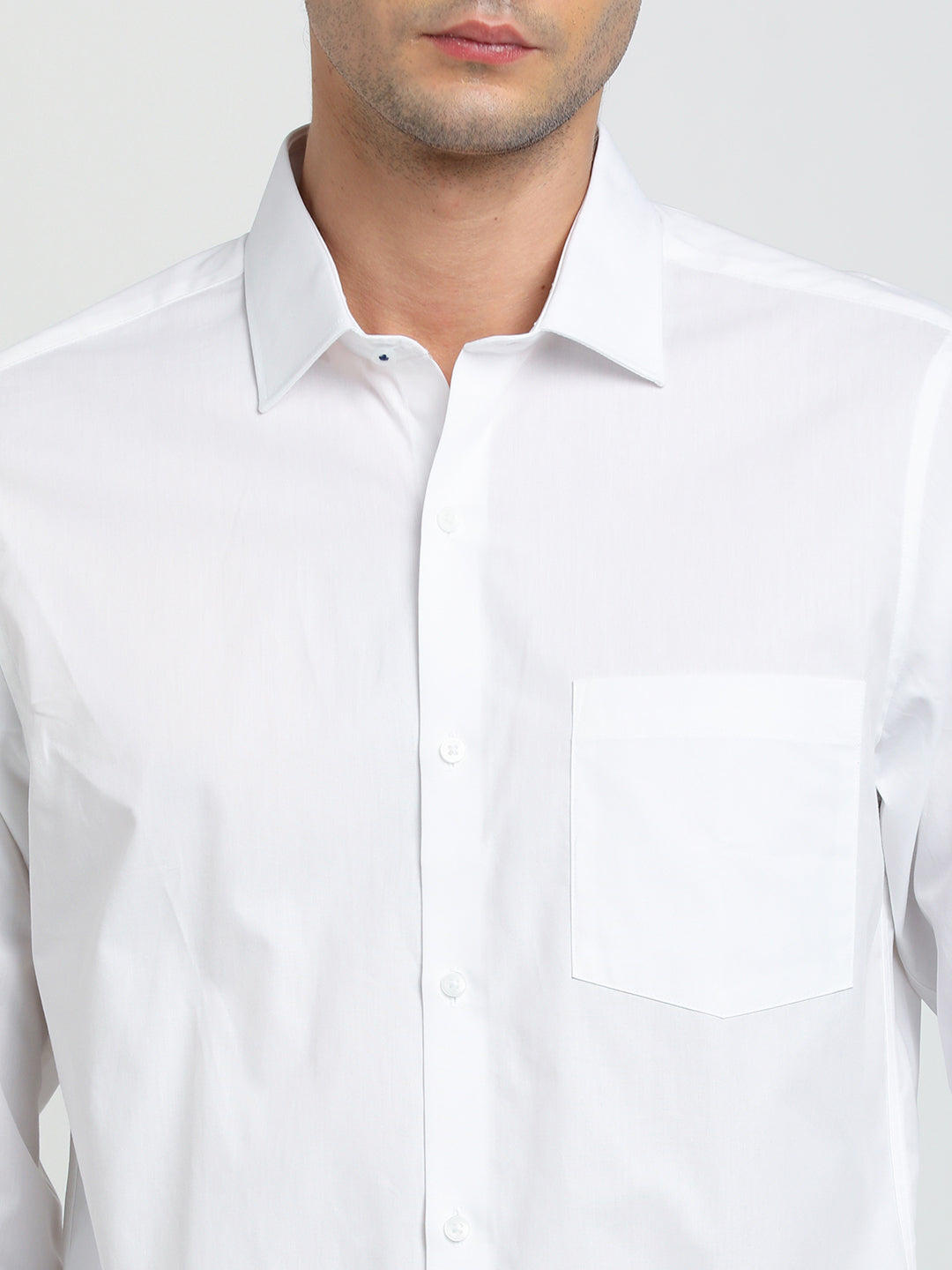 100% Cotton White Plain Slim Fit Full Sleeve Formal Shirt