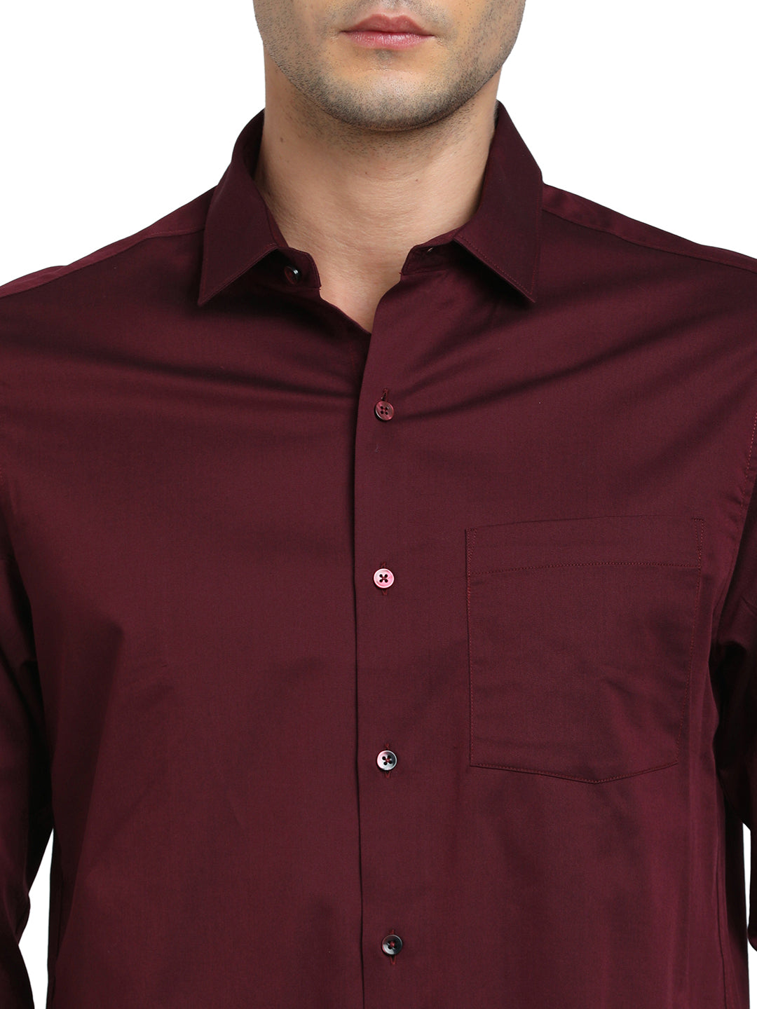 100% Cotton Maroon Plain Slim Fit Full Sleeve Ceremonial Shirt