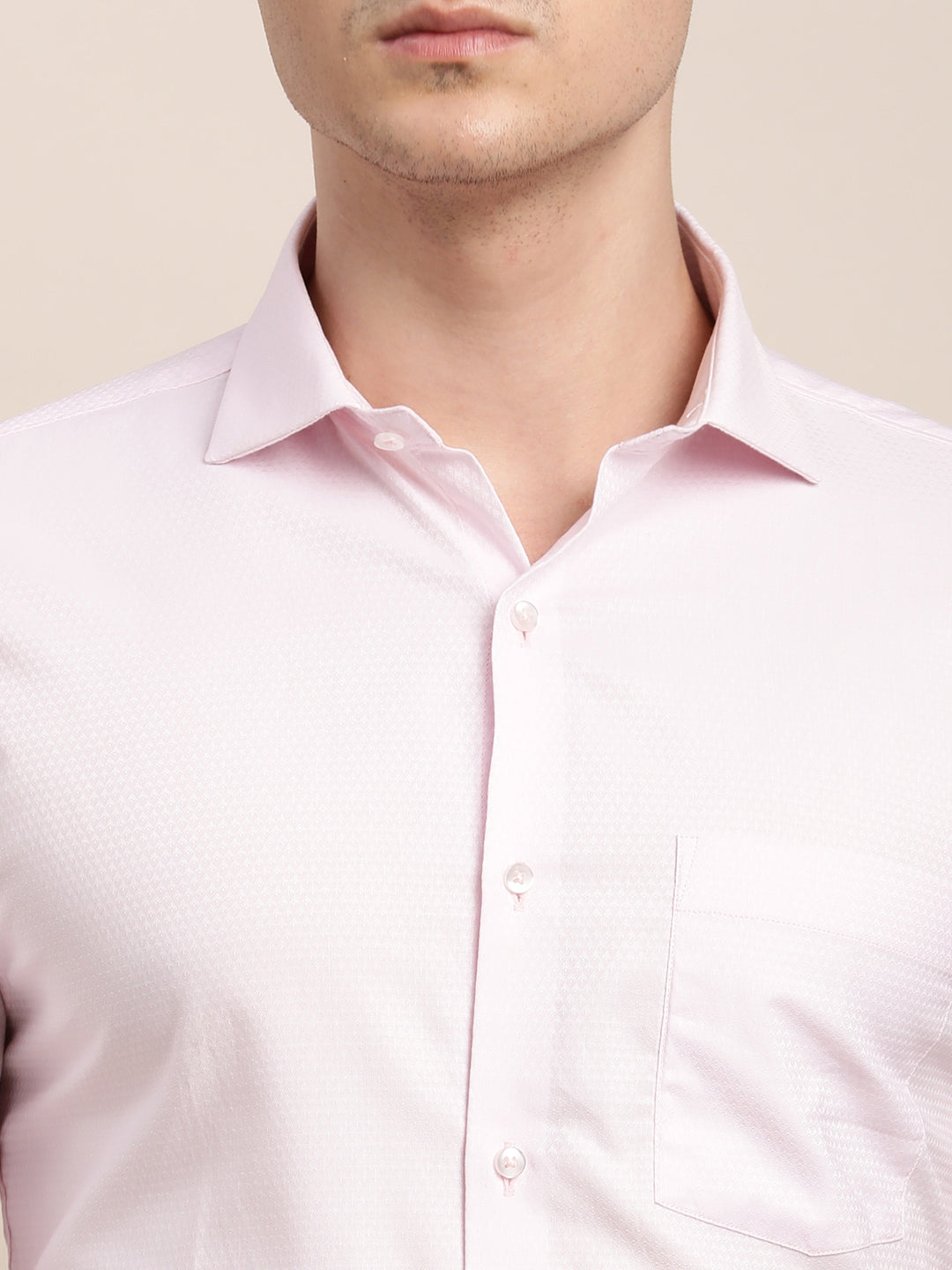 100% Cotton Pink Dobby Slim Fit Full Sleeve Formal Shirt