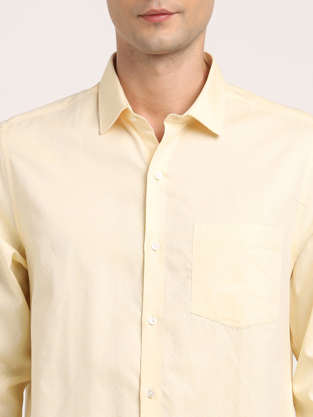 Giza Cotton Lemon Dobby Slim Fit Full Sleeve Formal Shirt