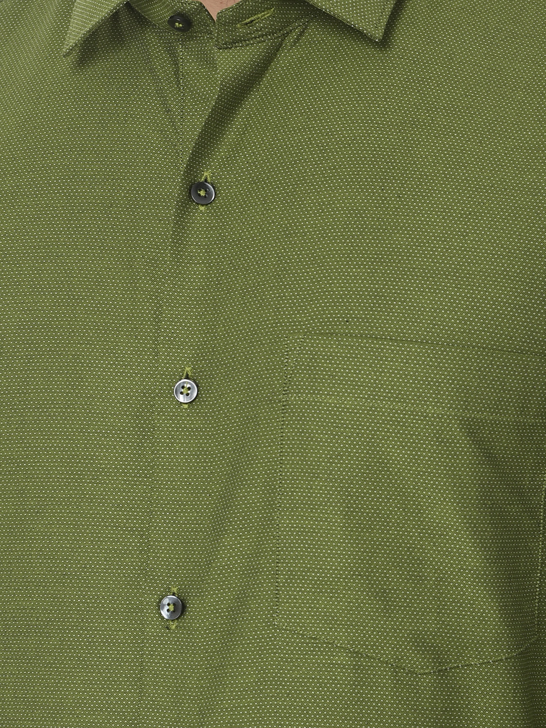 100% Cotton Dark Green Dobby Slim Fit Full Sleeve Formal Shirt