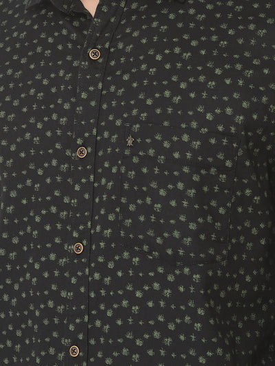 Turtle Men Black Cotton Printed Slim Fit Casual Shirts