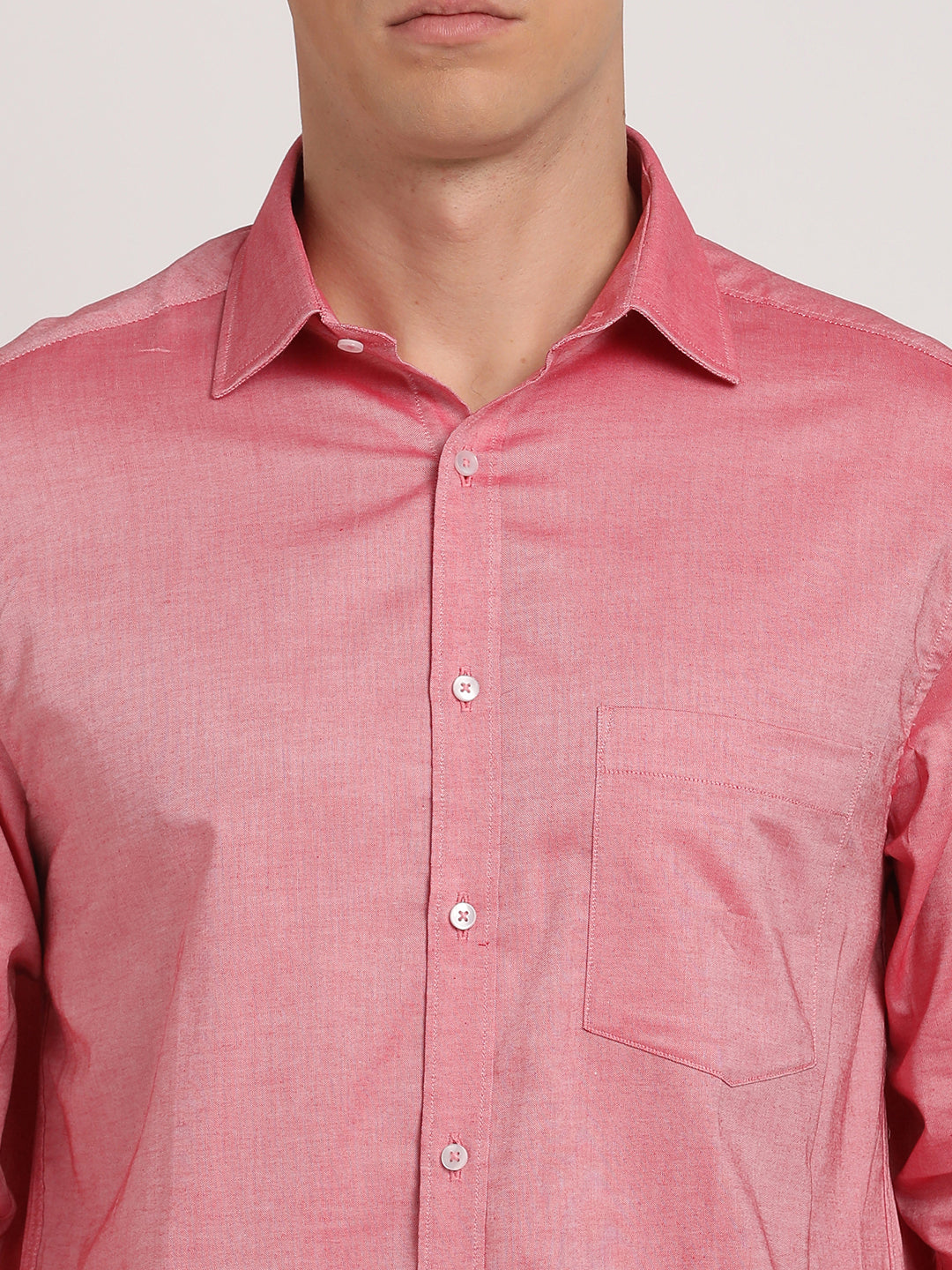 100% Cotton Coral Plain Regular Fit Full Sleeve Formal Shirt