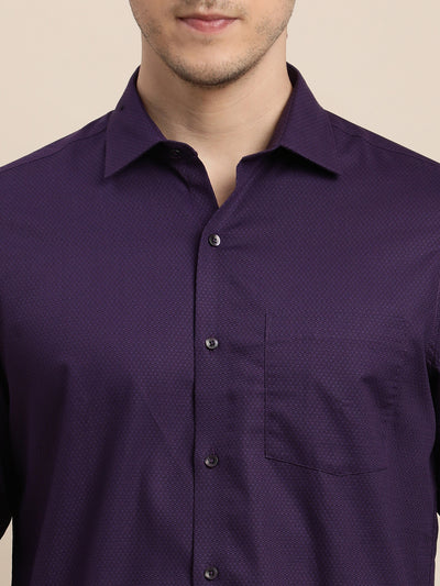 100% Cotton Purple Dobby Slim Fit Full Sleeve Formal Shirt