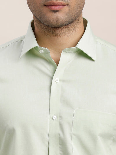 100% Cotton Pista Green Plain Slim Fit Full Sleeve Formal Shirt