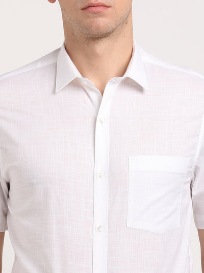 100% Cotton White Plain Slim Fit Half Sleeve Formal Shirt