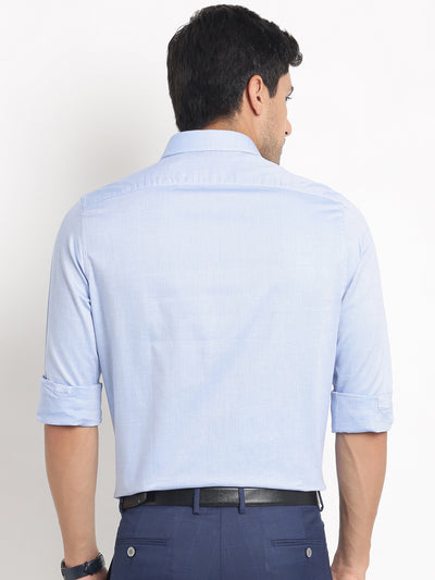 100% Cotton Sky Blue Dobby Slim Fit Full Sleeve Formal Shirt