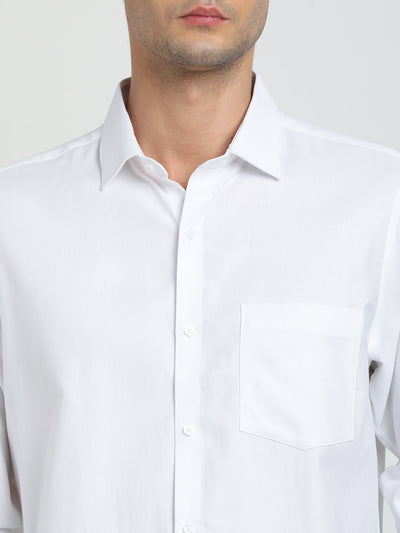 100% Cotton White Dobby Slim Fit Full Sleeve Formal Shirt