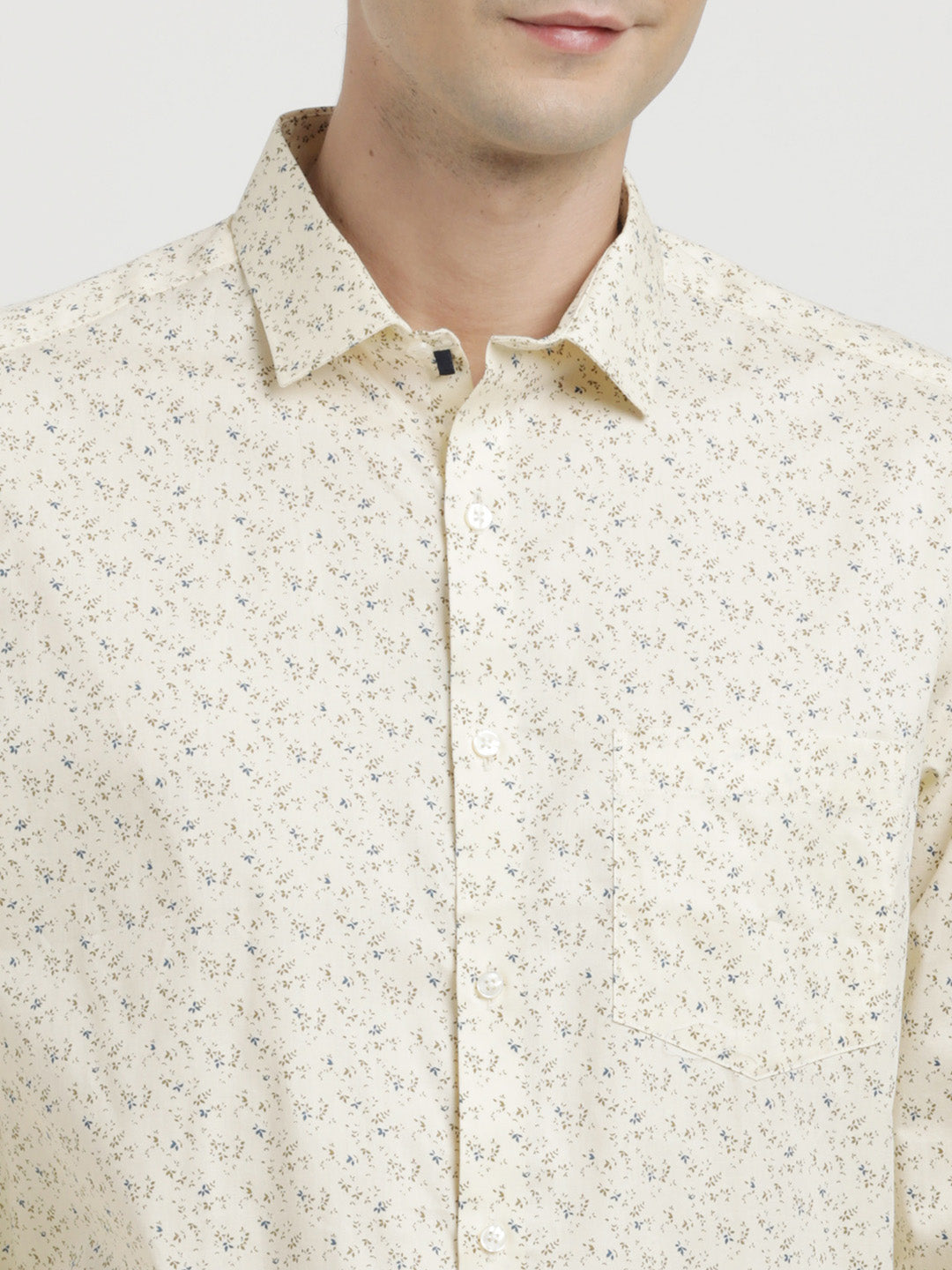 100% Cotton Lemon Printed Regular Fit Full Sleeve Formal Shirt