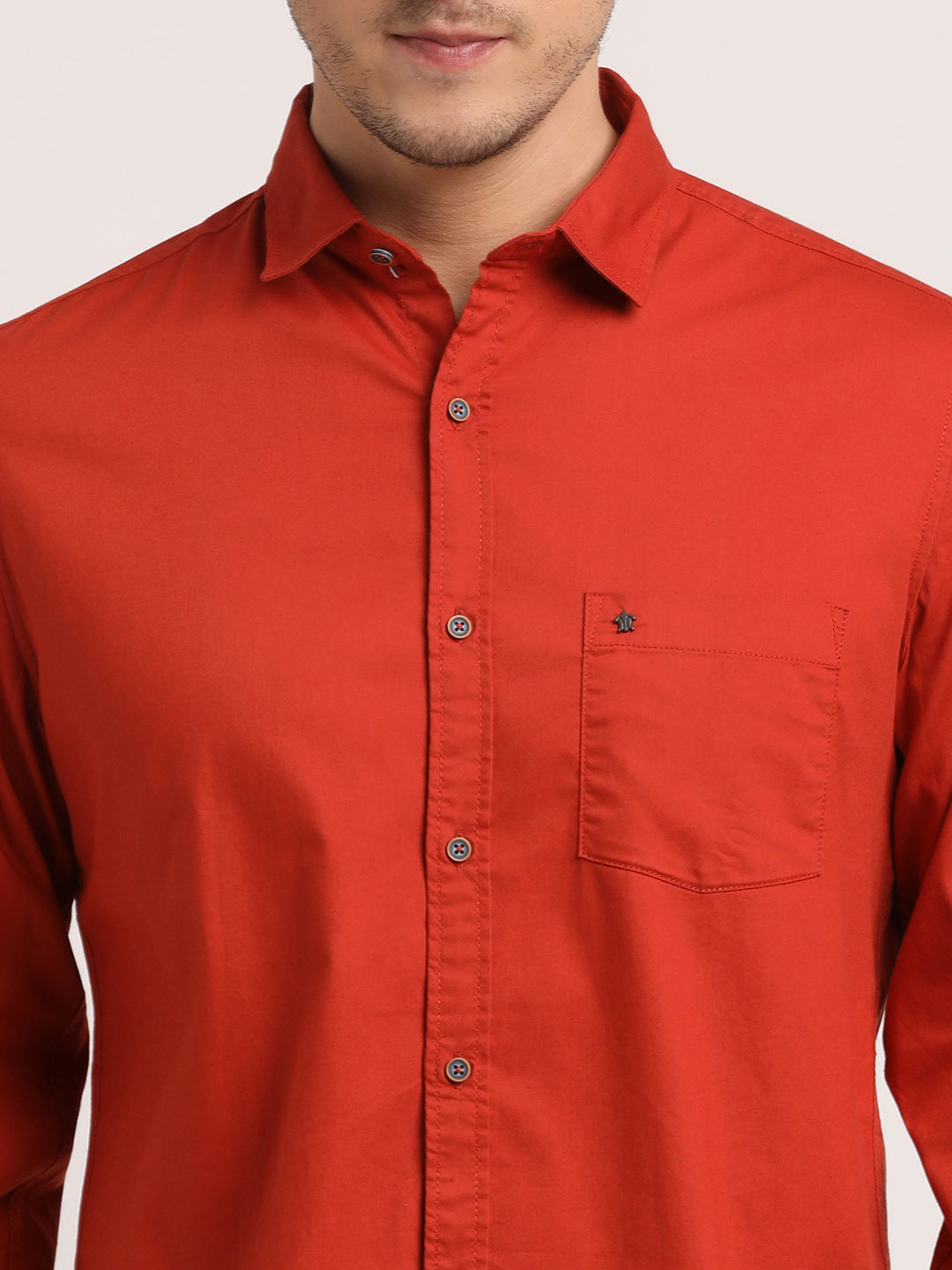 Cotton Red Printed Slim Fit Full Sleeve Casual Shirt