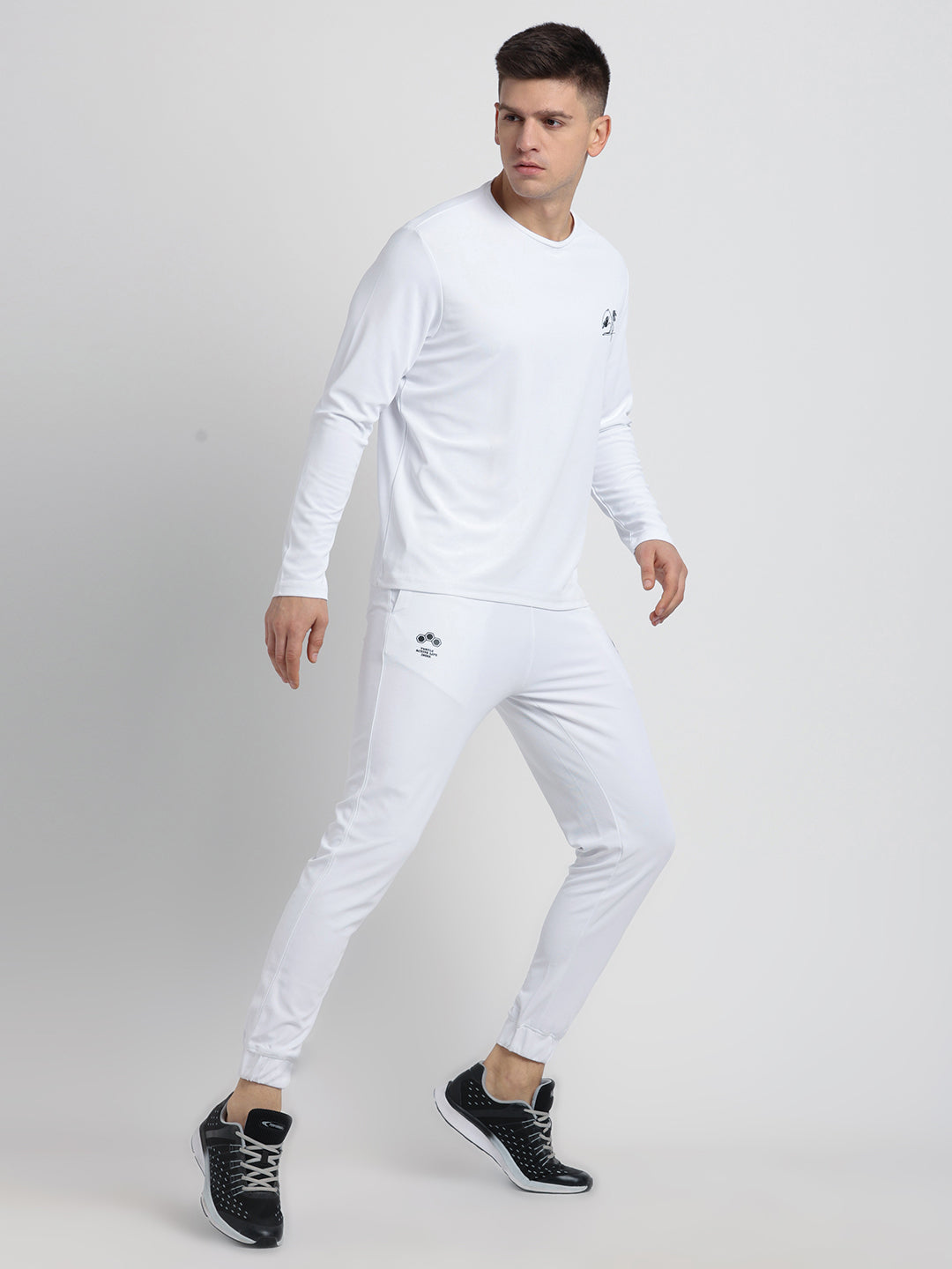 Blended Cotton White Plain Full Sleeve Active Track Suit