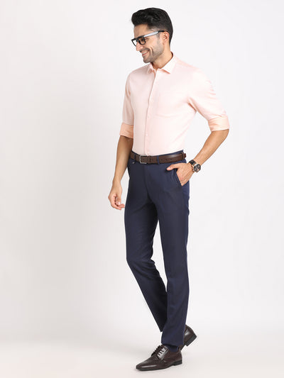 100% Cotton Pink Dobby Slim Fit Full Sleeve Formal Shirt