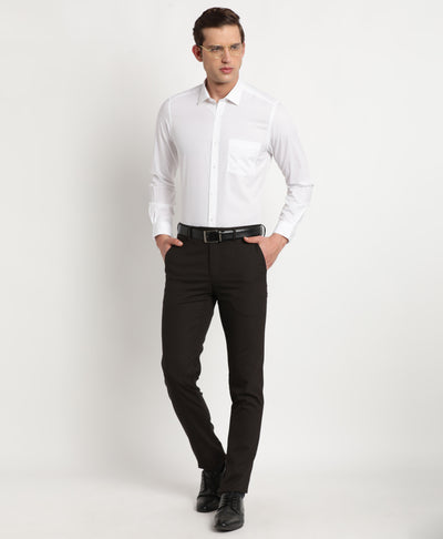 100% Cotton White Plain Slim Fit Full Sleeve Formal Shirt