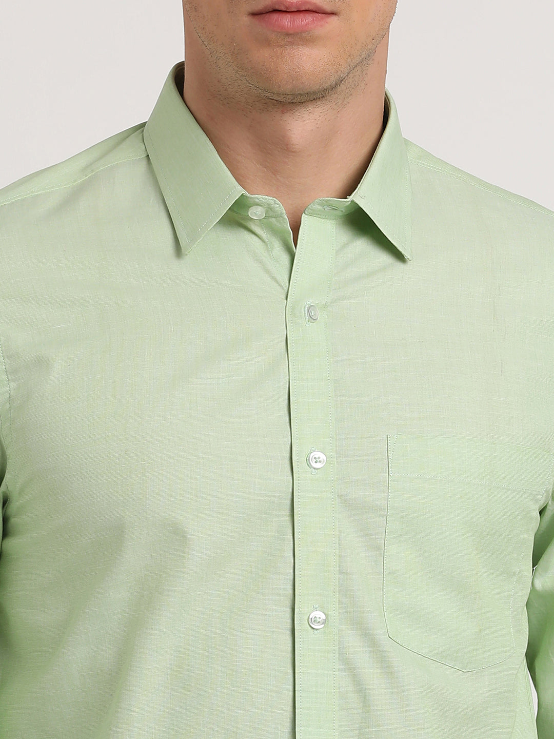 100% Cotton Green Plain Slim Fit Full Sleeve Formal Shirt