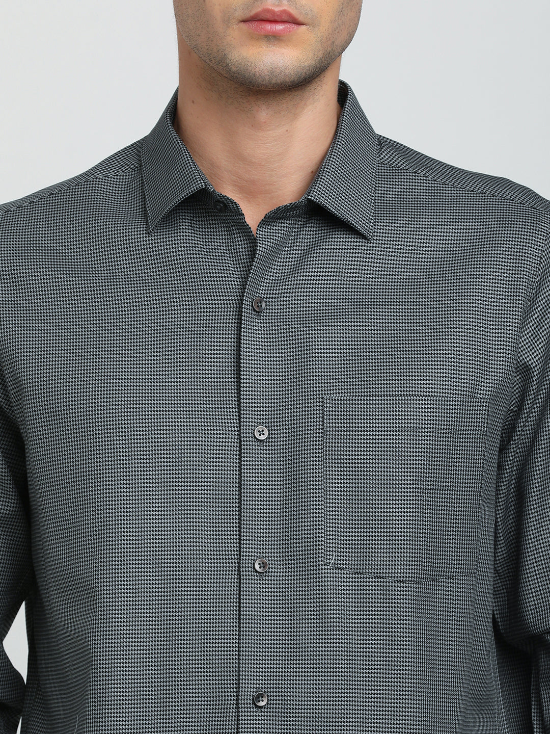 100% Cotton Black Dobby Slim Fit Full Sleeve Formal Shirt