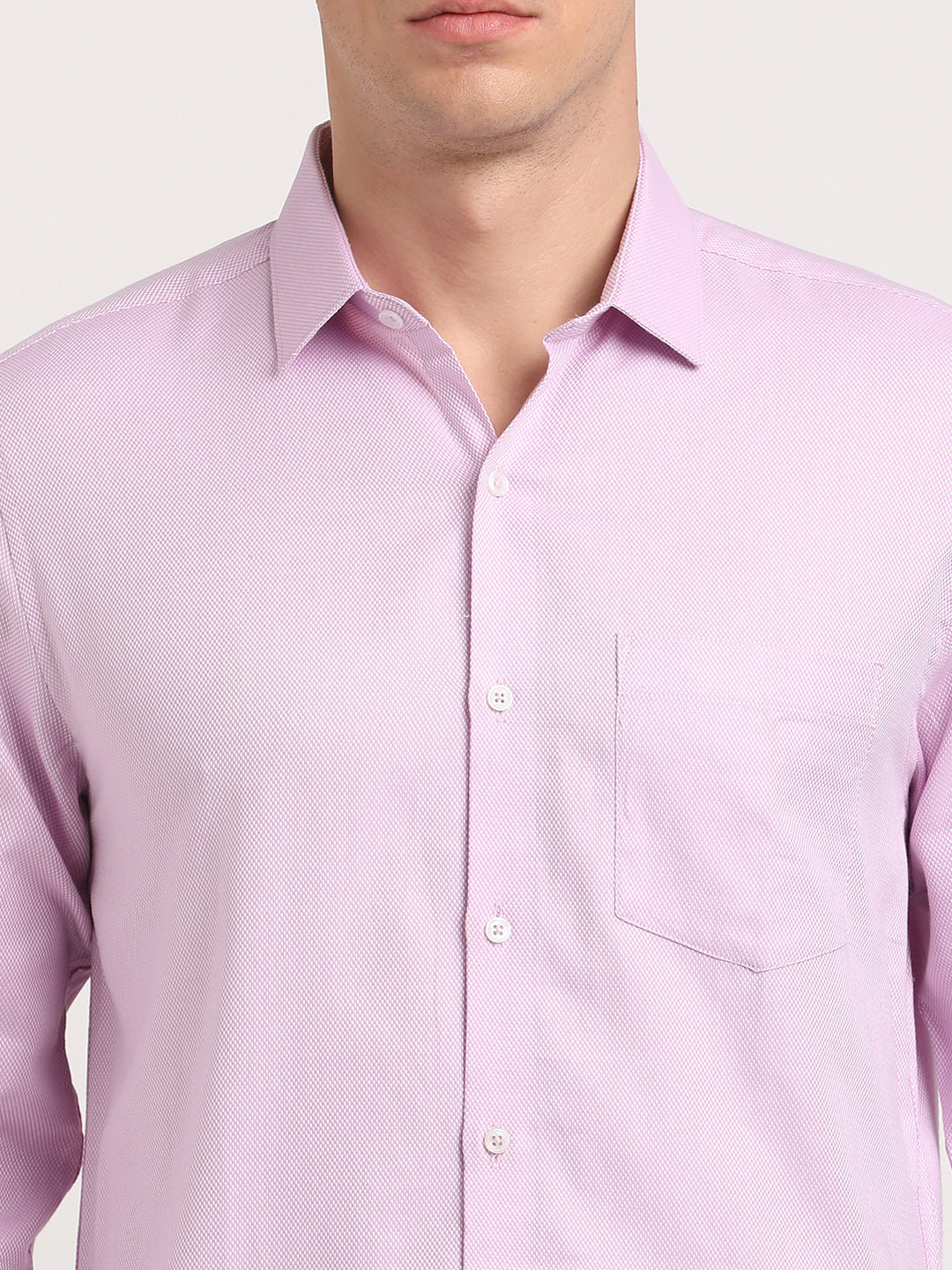 100% Cotton Light Purple Dobby Slim Fit Full Sleeve Formal Shirt