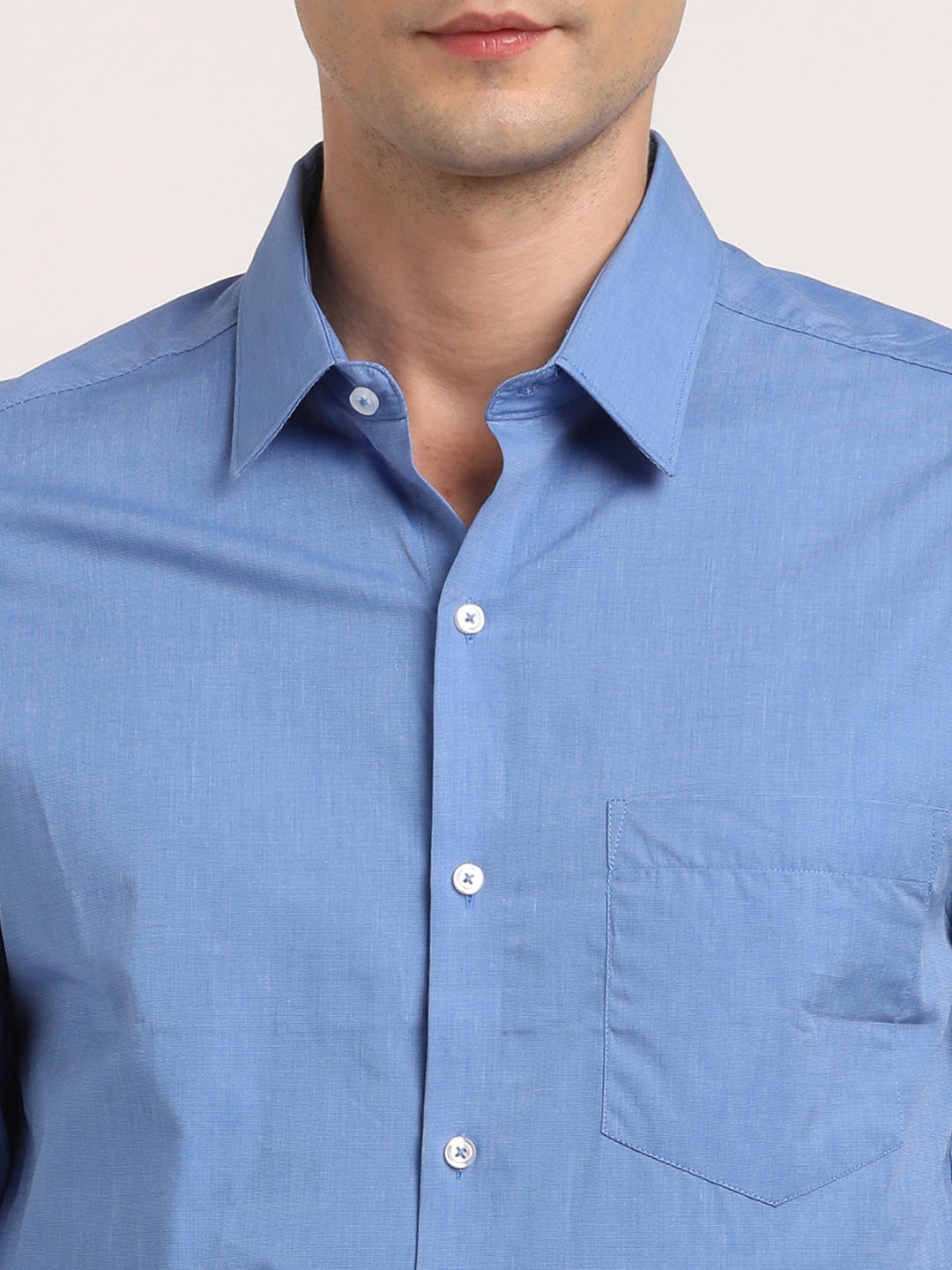 100% Cotton Light Blue Plain Slim Fit Full Sleeve Formal Shirt