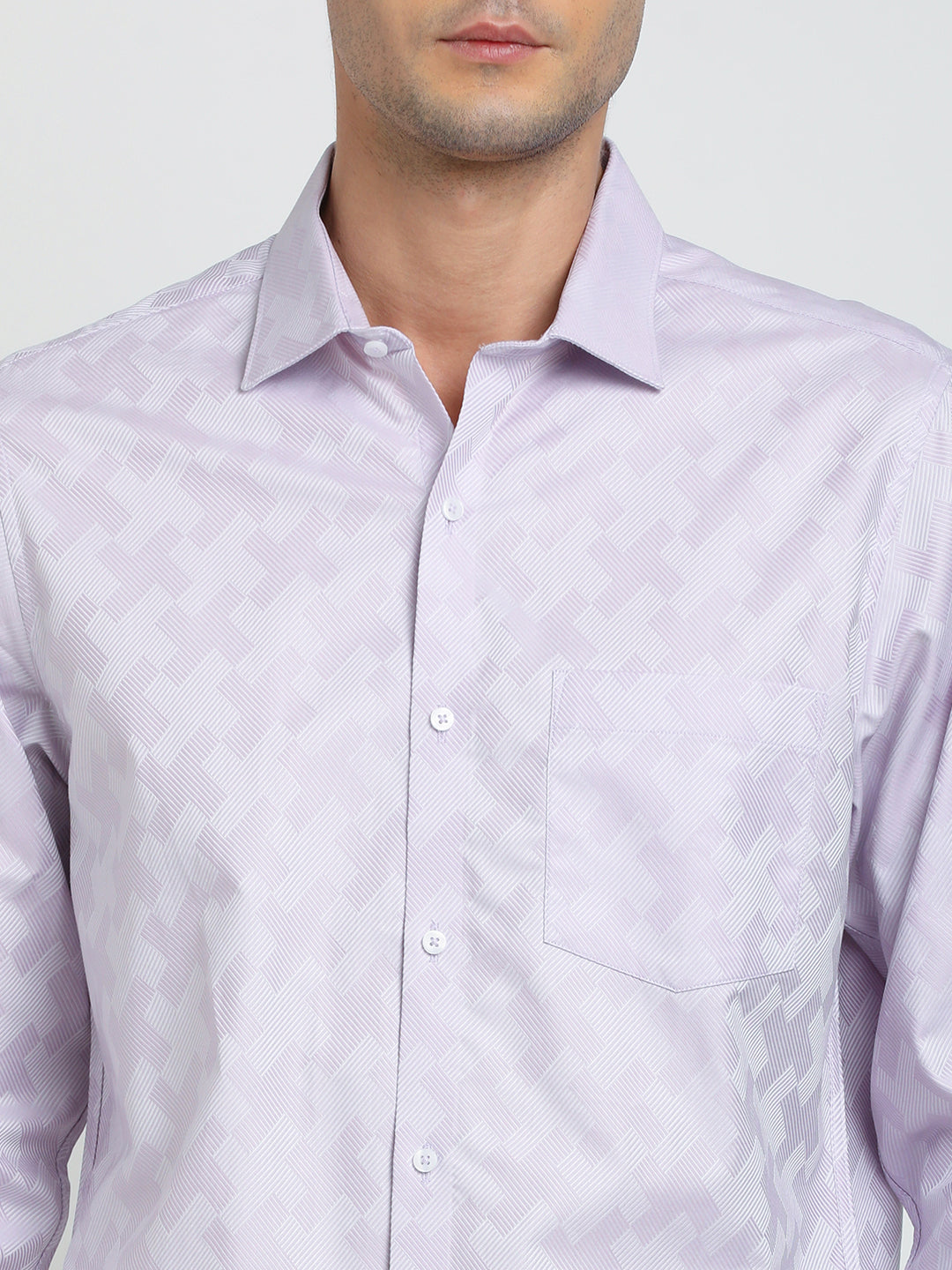 100% Cotton Purple Jacquard Slim Fit Full Sleeve Formal Shirt