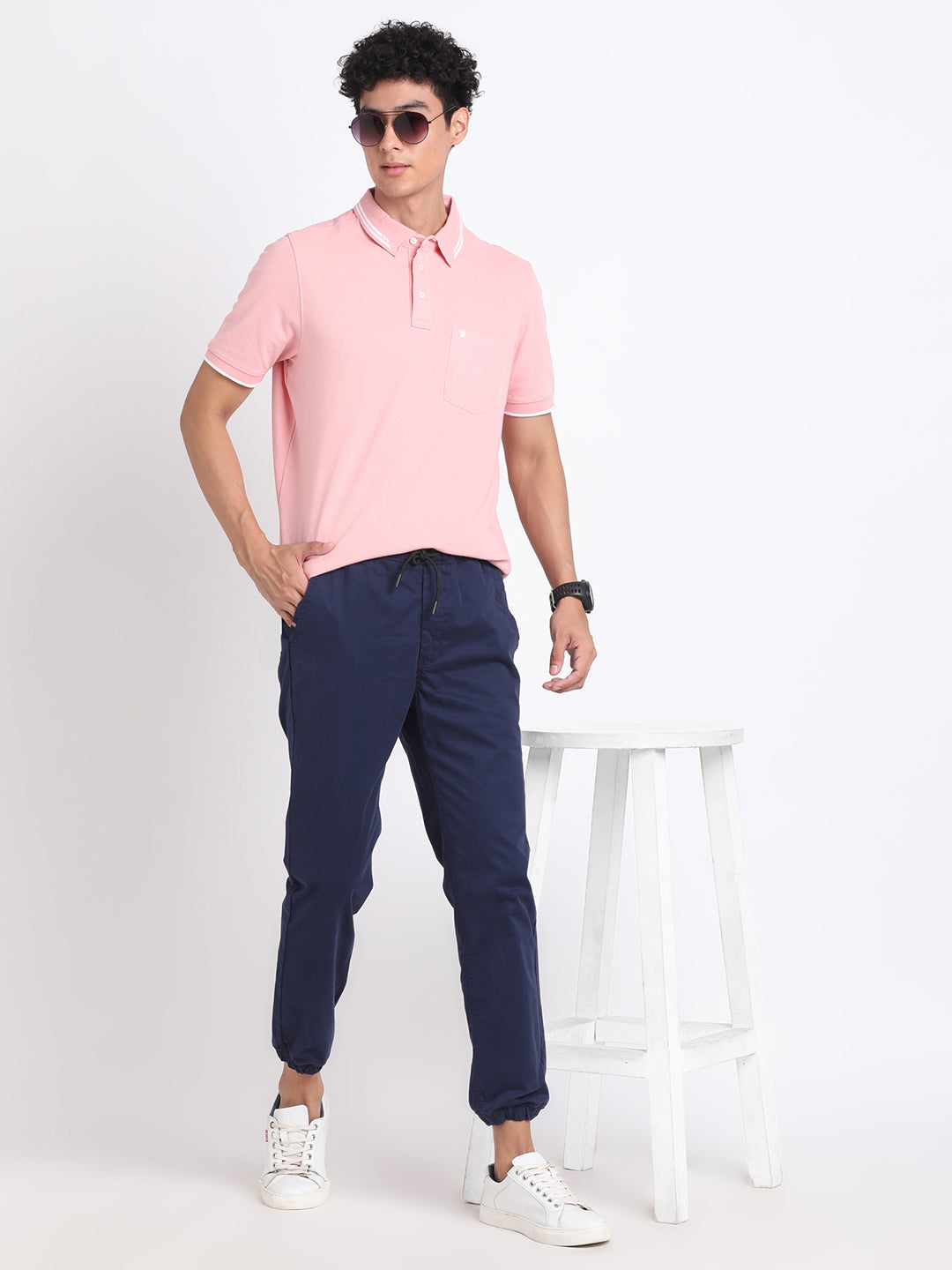100% Cotton Light Pink Plain Polo Neck Half Sleeve Casual T-Shirt