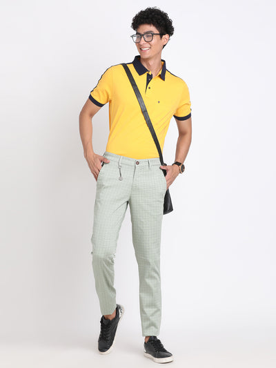 100% Cotton Yellow Plain Polo Neck Half Sleeve Casual T-Shirt