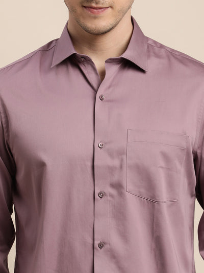 100% Cotton Mauve Plain Slim Fit Full Sleeve Formal Shirt