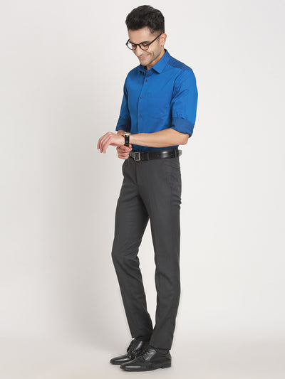 100% Cotton Blue Dobby Regular Fit Full Sleeve Formal Shirt