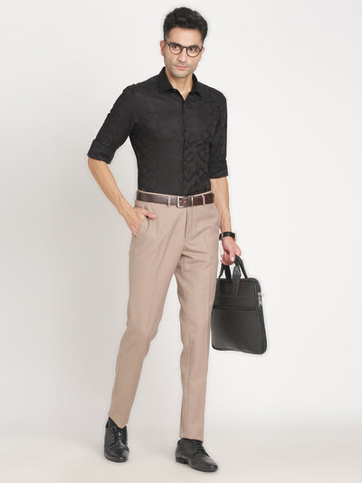 100% Cotton Black Jacquard Slim Fit Full Sleeve Ceremonial Shirt