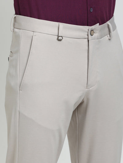 Cotton Heather Grey Dobby Slim Fit Flat Front Ceremonial Trouser