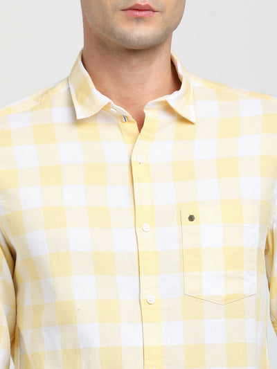 100% Cotton Lemon Checkered Slim Fit Full Sleeve Casual Shirt