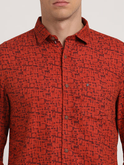 Rust Slim Fit printed Shirt For Men