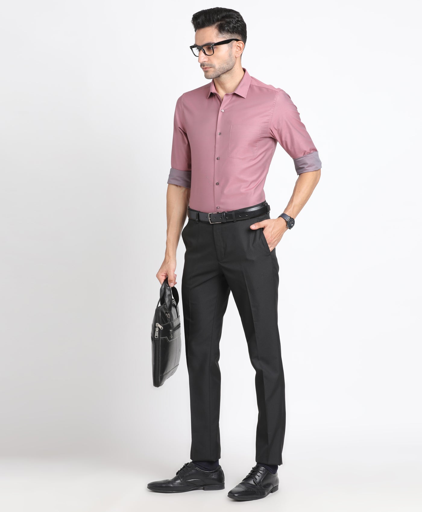 100% Cotton Purple Plain Slim Fit Full Sleeve Formal Shirt