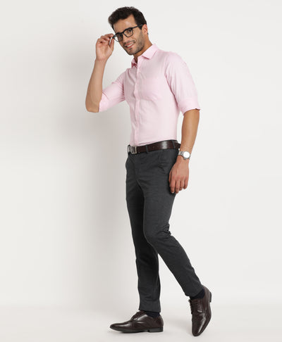 100% Cotton Pink Dobby Slim Fit Full Sleeve Formal Shirt