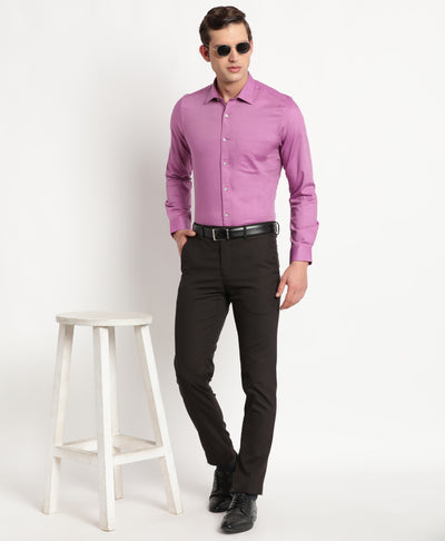 Giza Cotton Purple Dobby Slim Fit Full Sleeve Formal Shirt