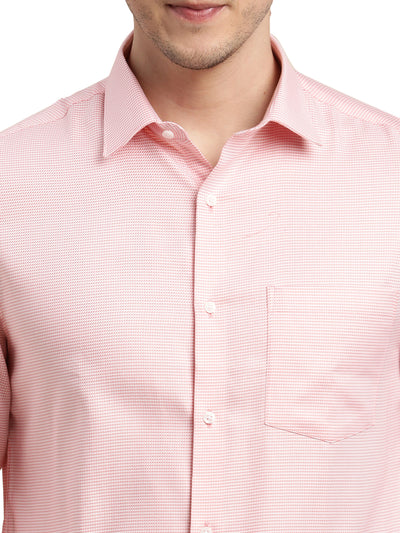 100% Cotton Pink Dobby Slim Fit Full Sleeve Formal Shirt