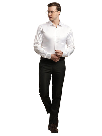 Poly Satin White Plain Slim Fit Full Sleeve Ceremonial Shirt