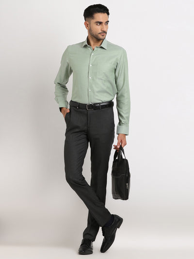 100% Cotton Green Dobby Slim Fit Full Sleeve Formal Shirt