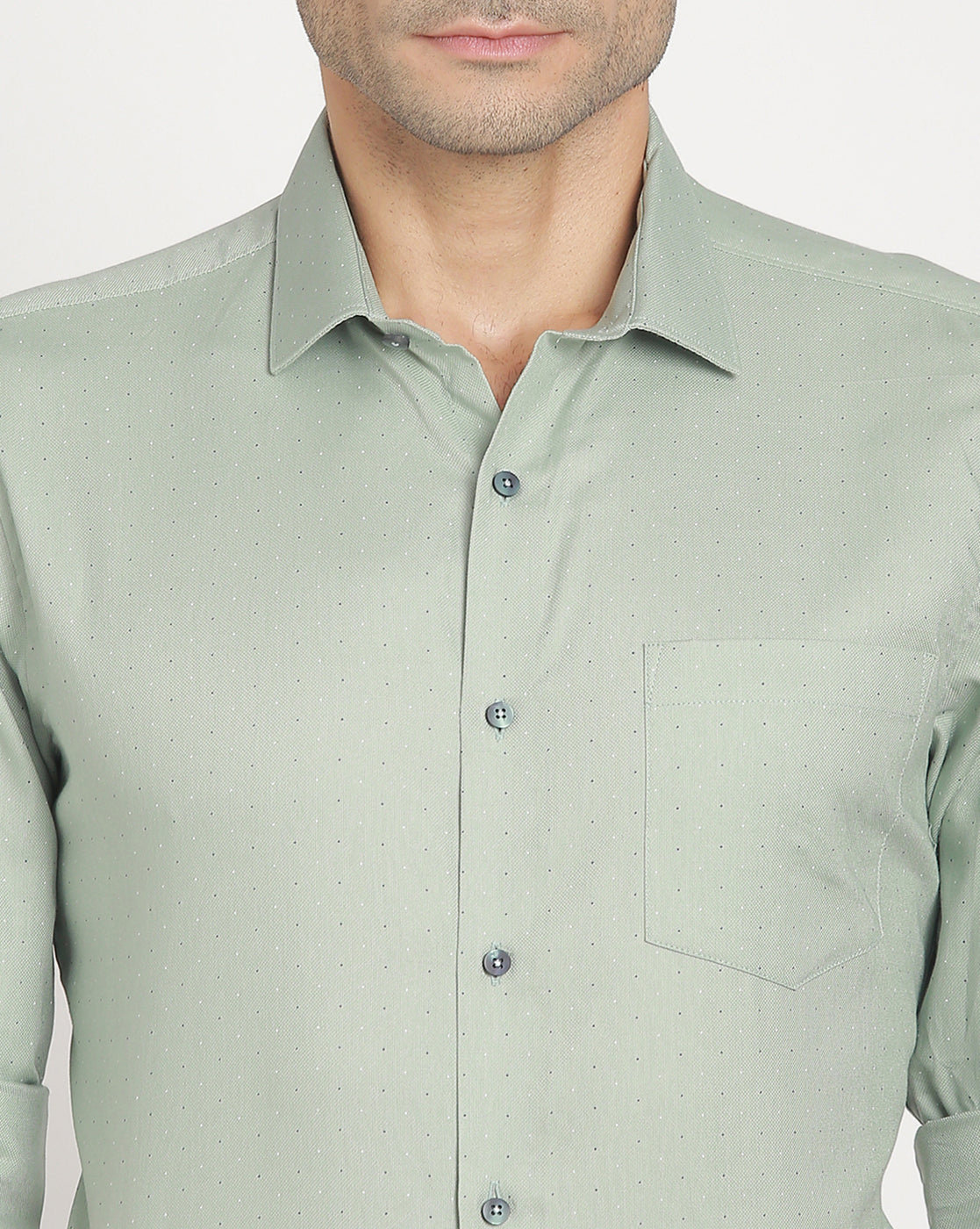 100% Cotton Olive Printed Slim Fit Full Sleeve Formal Shirt