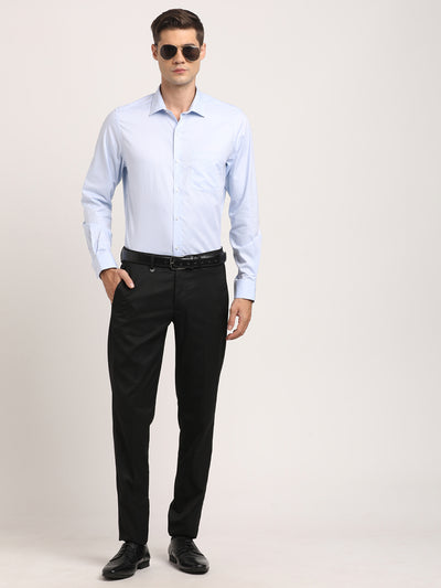 100% Cotton Light Blue Dobby Slim Fit Full Sleeve Formal Shirt