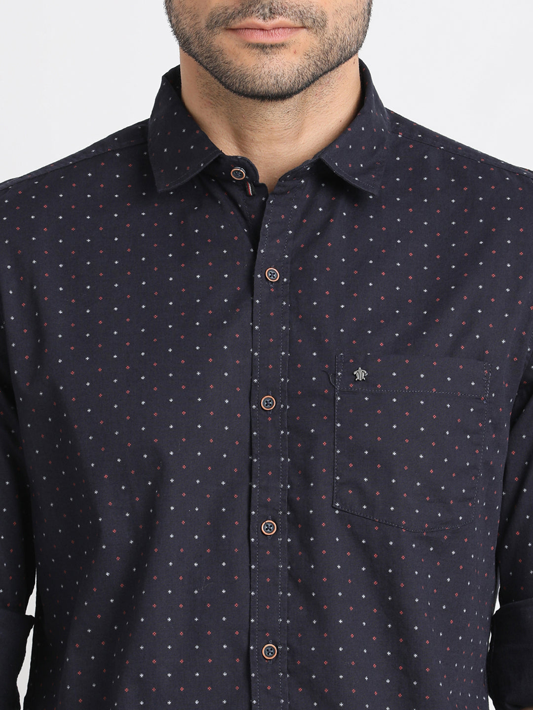 100% Cotton Black Printed Slim Fit Full Sleeve Casual Shirt