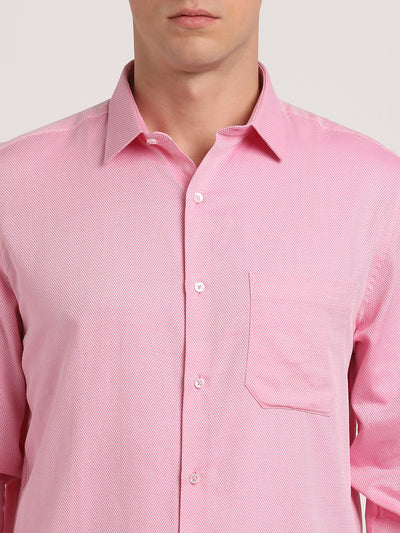 Giza Cotton Light Pink Dobby Regular Fit Full Sleeve Formal Shirt